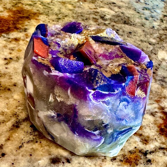 Crystal Soaps, Set 3 Jumbo Soaps, Rock Gem Soap Bars 9oz ea. Handmade Gift, Soap - Picture 4 of 15